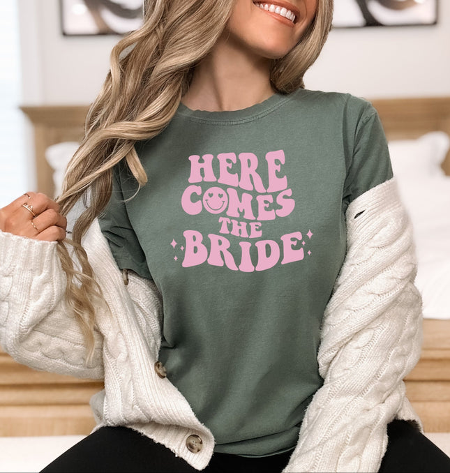 Here Comes The Bride Printed Comfort Colors T-Shirt 