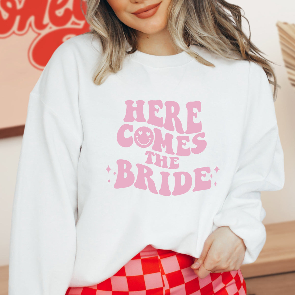 Here Comes The Bride Printed Crewneck Sweatshirt