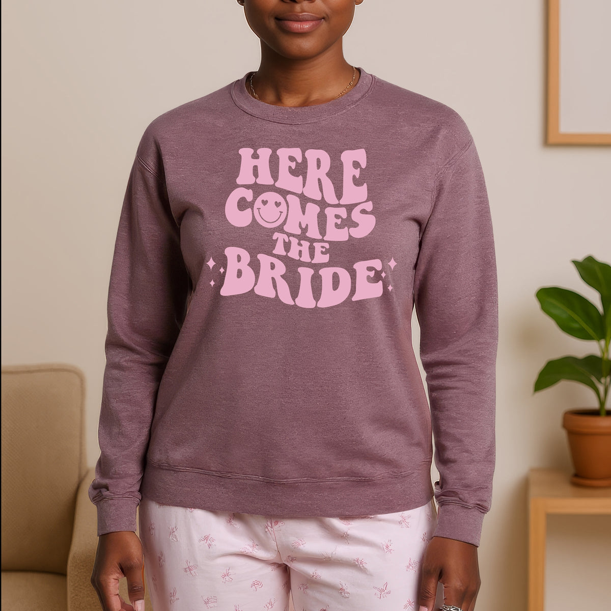Here Comes The Bride Printed Crewneck Sweatshirt