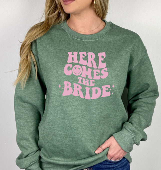 Here Comes The Bride Printed Crewneck Sweatshirt