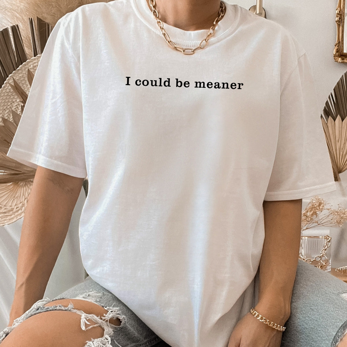 I could be meaner Printed Shirt - Funny Sarcastic Graphic Tee, Mean Girl, Sassy Humor Shir - Softstyle 100% Cotton T-Shirt – Comfy Unisex Fit, Premium Quality Tee