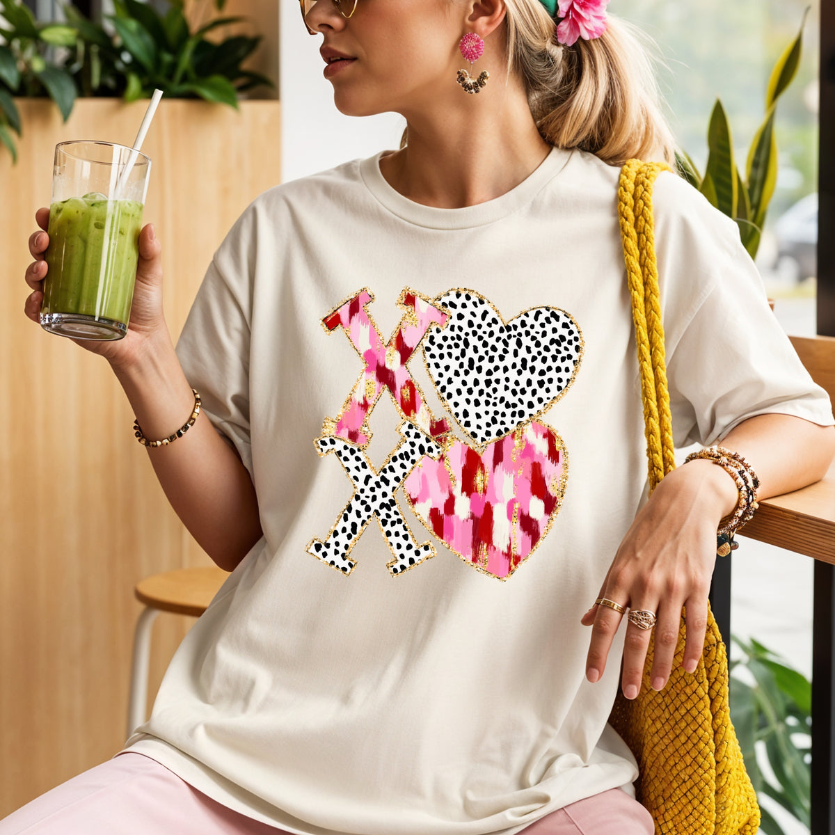 Xoxo And Checkered Heart - Adult Comfort Colors T-Shirt