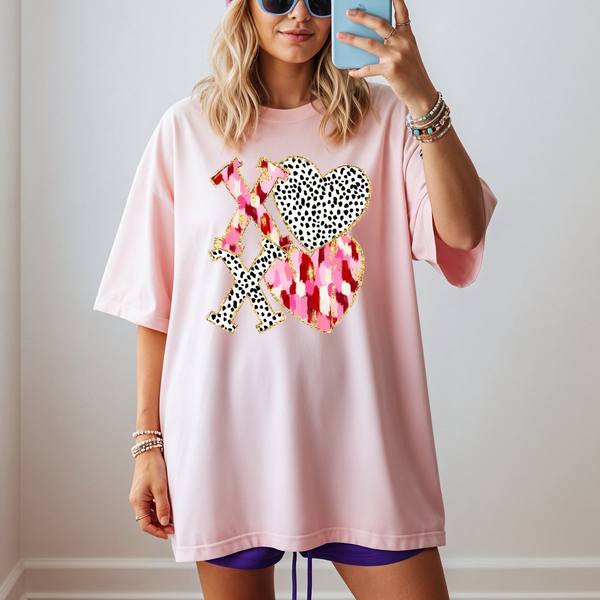 Xoxo And Checkered Heart - Adult Comfort Colors T-Shirt
