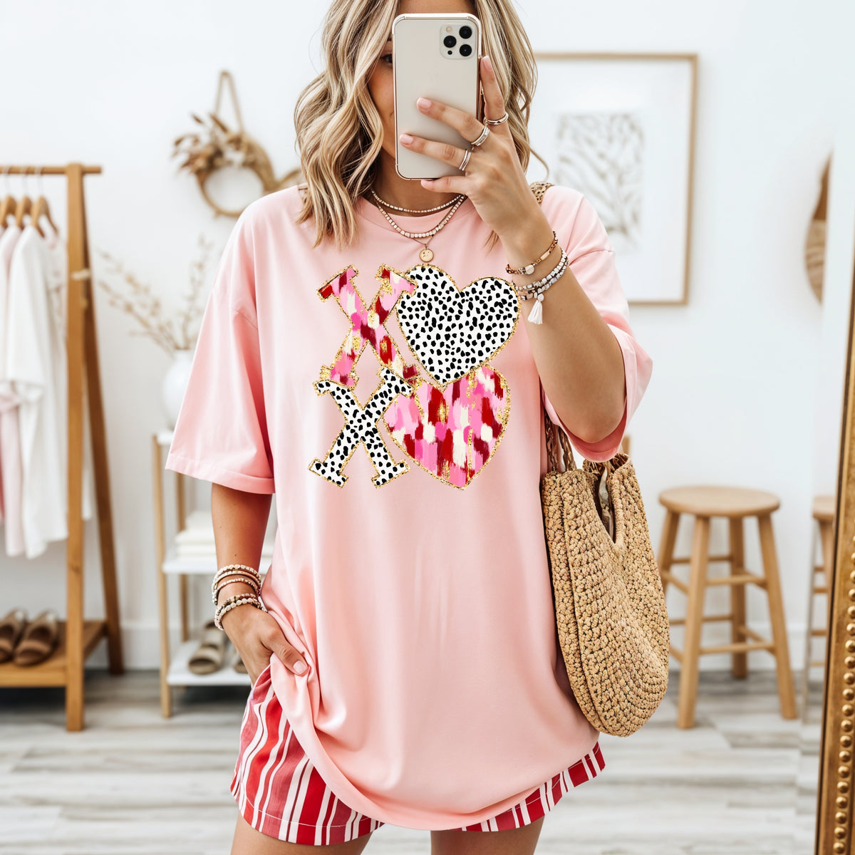 Xoxo And Checkered Heart - Adult Comfort Colors T-Shirt