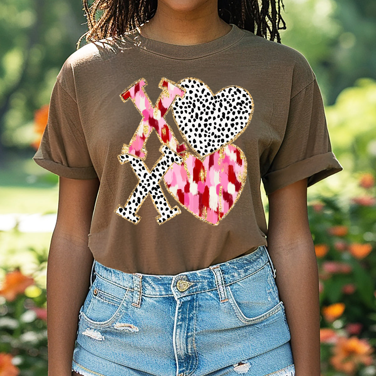 Xoxo And Checkered Heart - Adult Comfort Colors T-Shirt