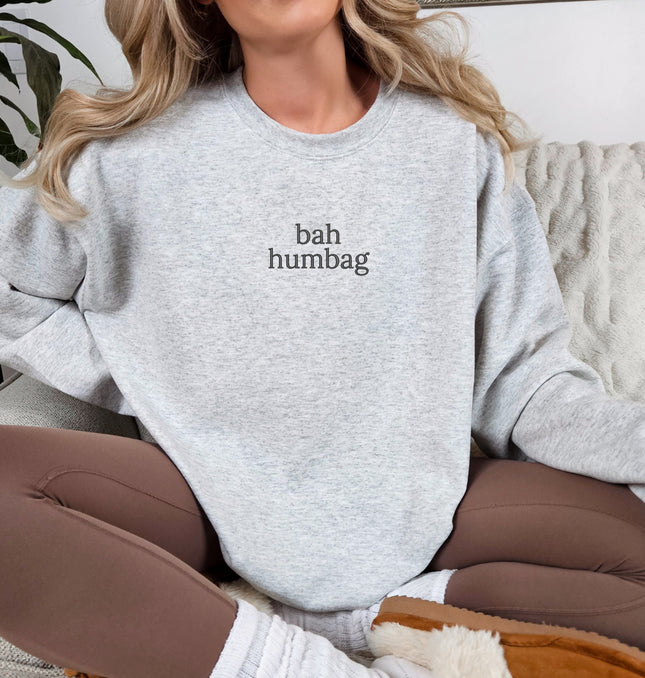 Bah Humbag Embroidered - Adult Crewneck Sweatshirt