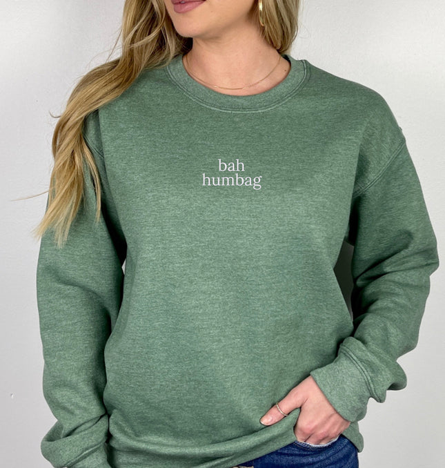 Bah Humbag Embroidered - Adult Crewneck Sweatshirt