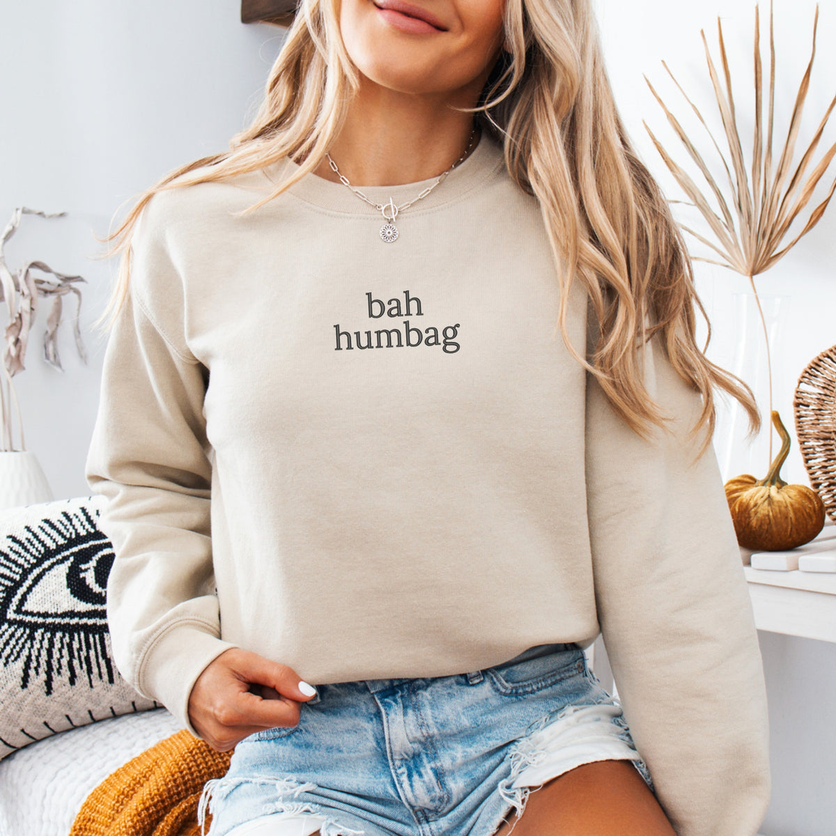 Bah Humbag Embroidered - Adult Crewneck Sweatshirt