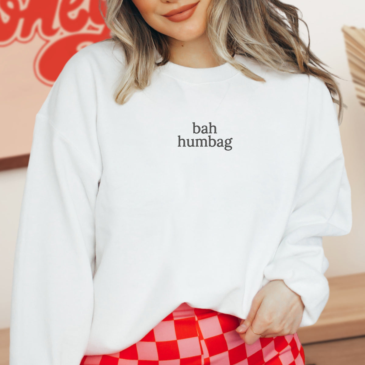 Bah Humbag Embroidered - Adult Crewneck Sweatshirt