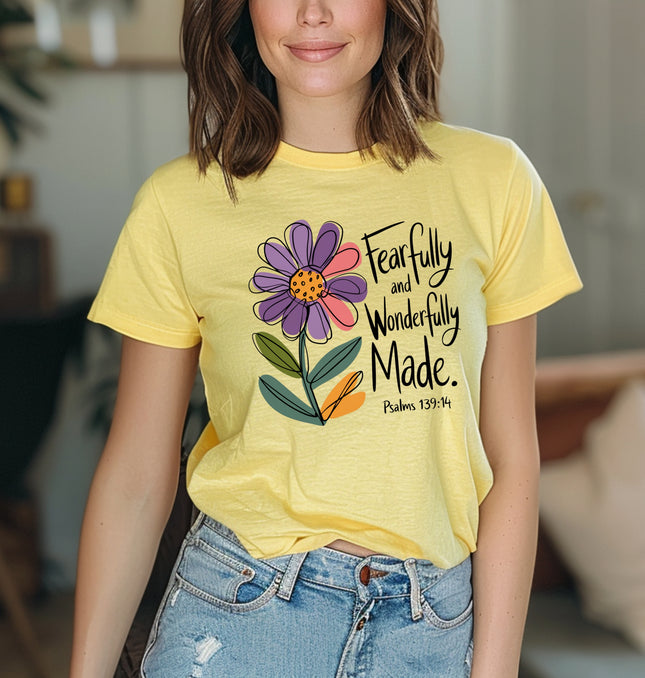 Fearfully And Wonderfully Made – Godly Affirmation Shirt, Daily Faith Reminder Tee, Perfect Gift Idea - Softstyle 100% Cotton T-Shirt – Comfy Unisex Fit, Premium Quality Tee