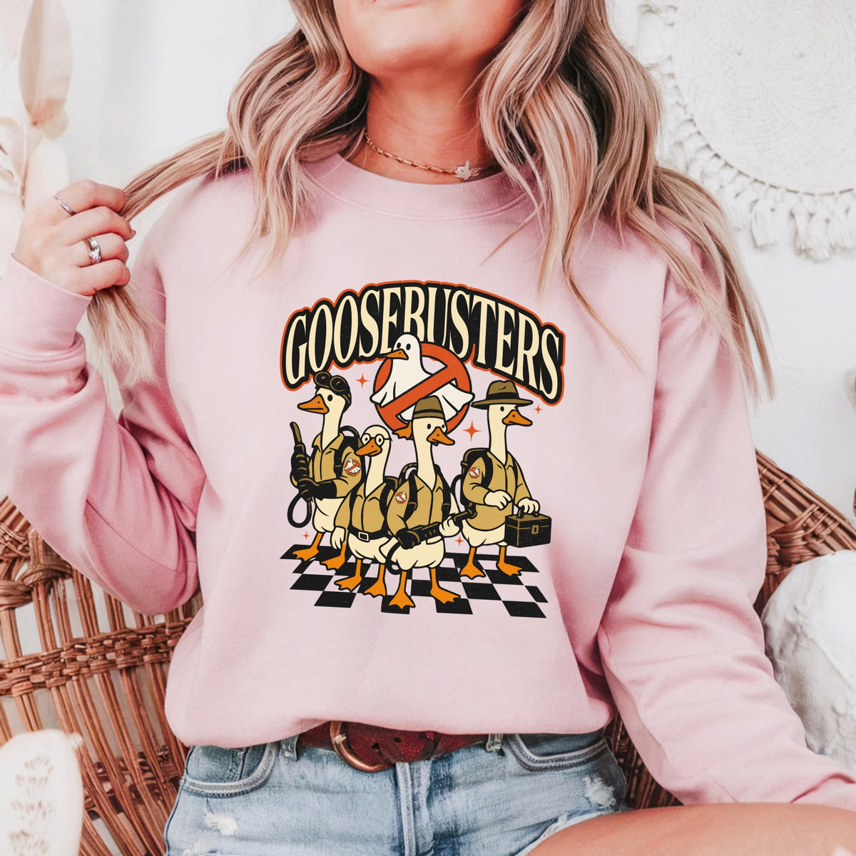 Halloween Goose Busters Squad, funny Halloween Shirts Group - Adult Crewneck Sweatshirt