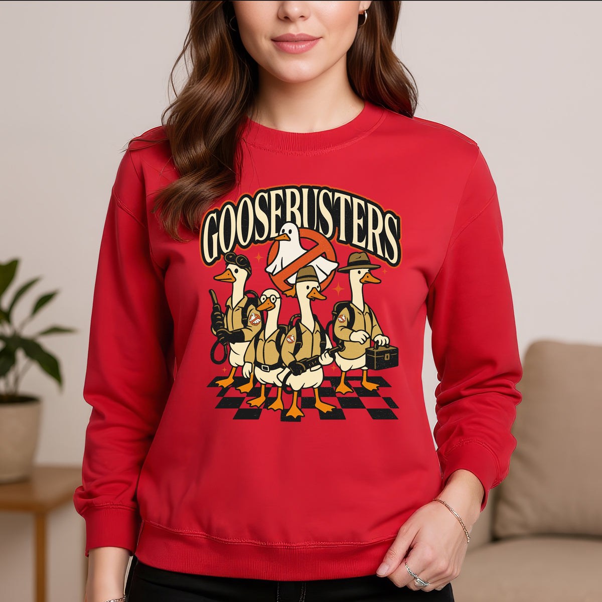 Halloween Goose Busters Squad, funny Halloween Shirts Group - Adult Crewneck Sweatshirt