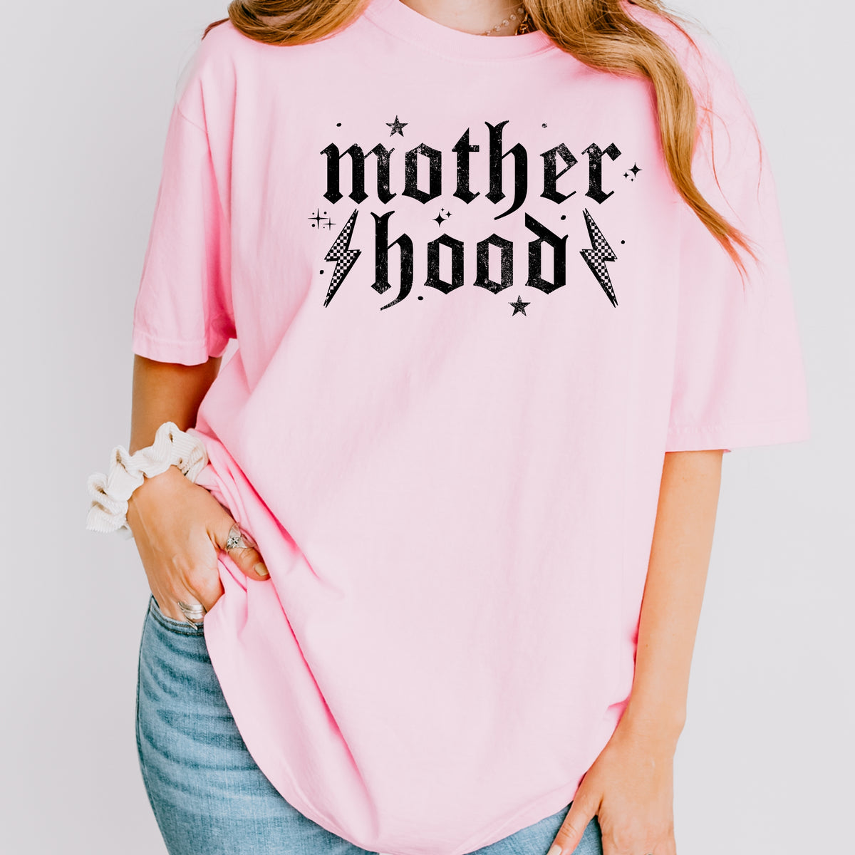 Motherhood Printed Tshirt- Funny Mom Shirts, Stylish Mom Tees, Gift for New Mom Shirt - Unisex Comfort Colors Garment-Dyed Heavyweight T-Shirt
