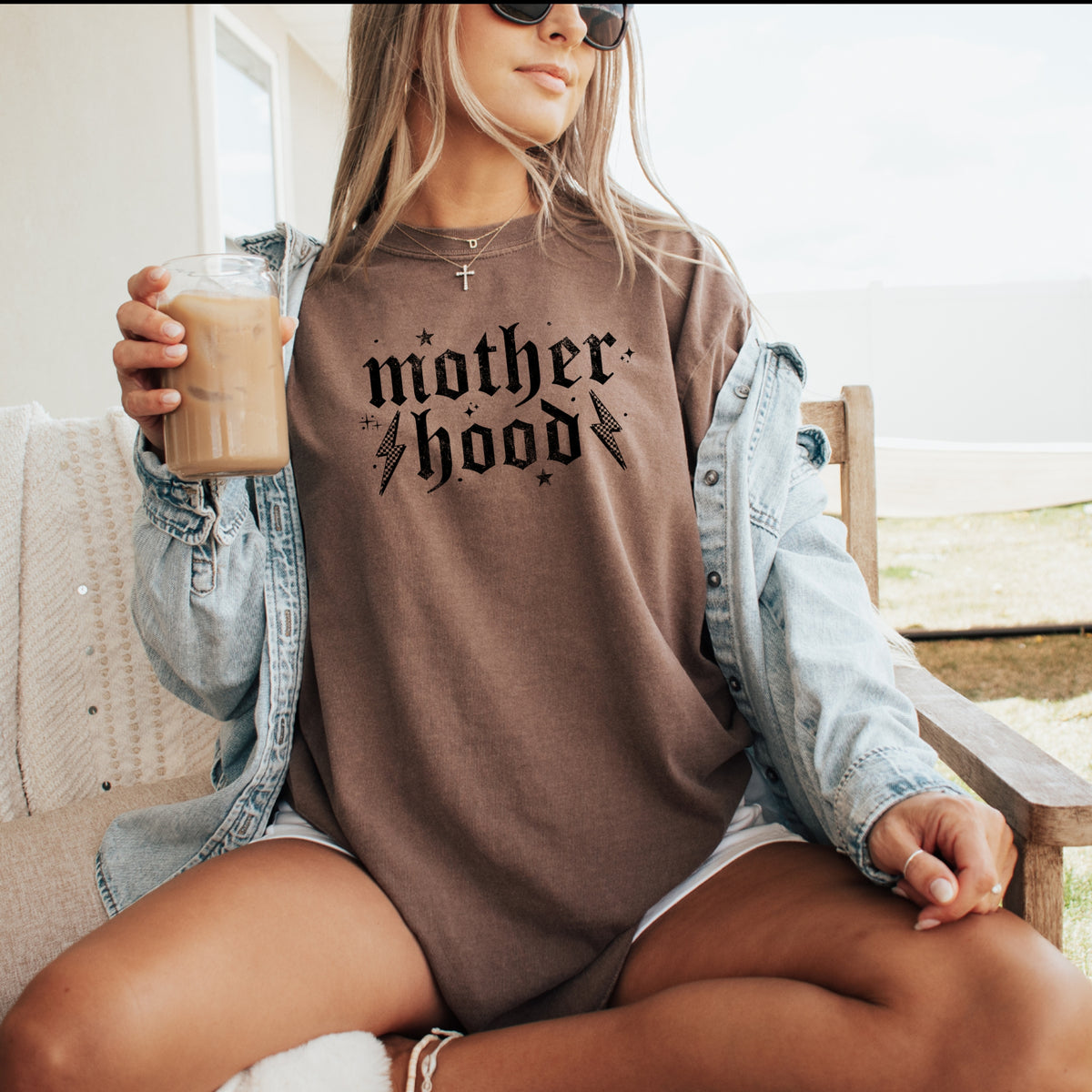 Motherhood Printed Tshirt- Funny Mom Shirts, Stylish Mom Tees, Gift for New Mom Shirt - Unisex Comfort Colors Garment-Dyed Heavyweight T-Shirt