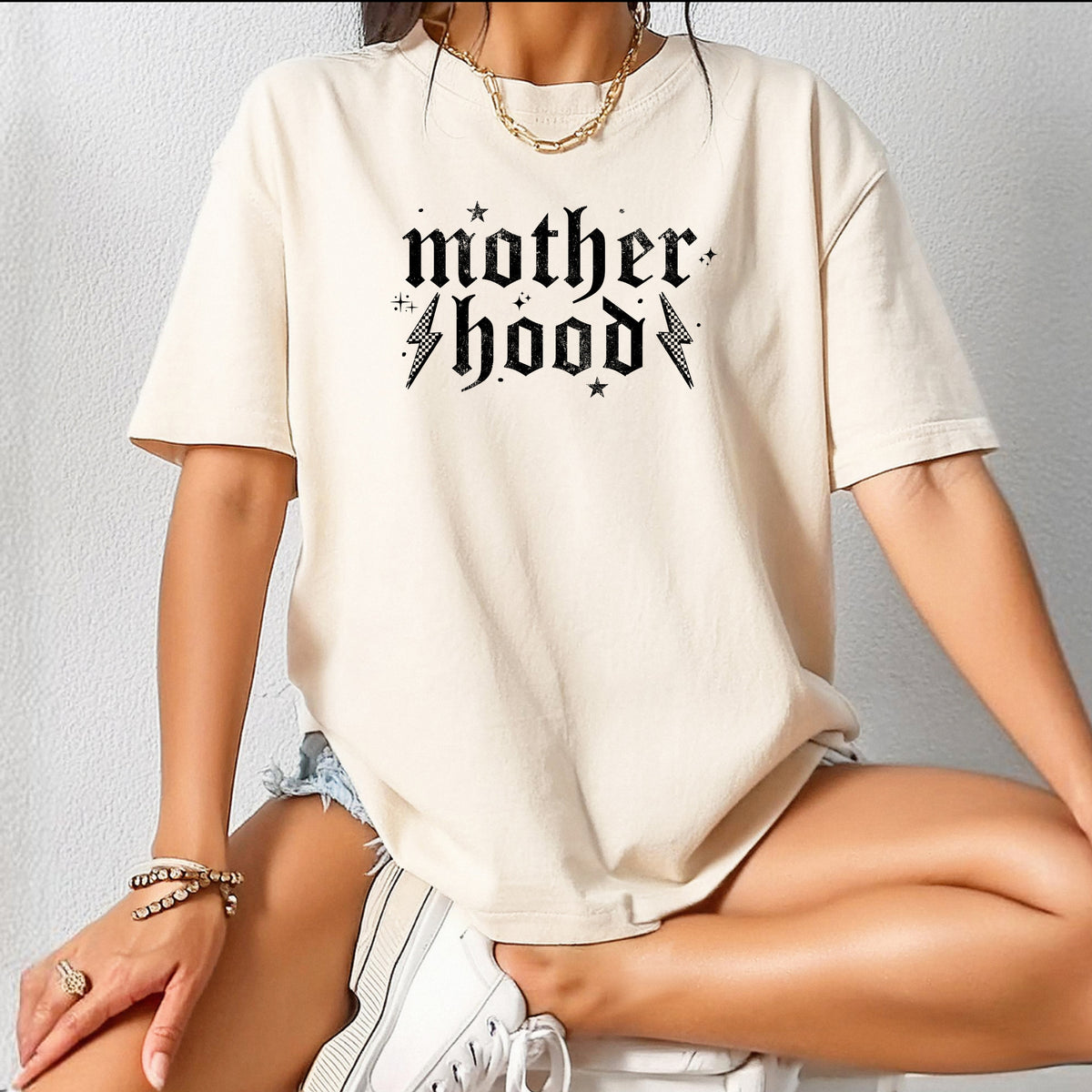 Motherhood Printed Tshirt- Funny Mom Shirts, Stylish Mom Tees, Gift for New Mom Shirt - Unisex Comfort Colors Garment-Dyed Heavyweight T-Shirt