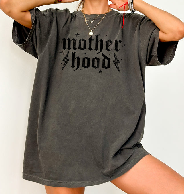 Motherhood Printed Tshirt- Funny Mom Shirts, Stylish Mom Tees, Gift for New Mom Shirt - Unisex Comfort Colors Garment-Dyed Heavyweight T-Shirt