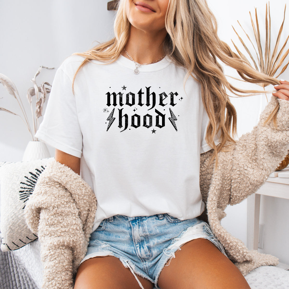Motherhood Printed Tshirt- Funny Mom Shirts, Stylish Mom Tees, Gift for New Mom Shirt - Unisex Comfort Colors Garment-Dyed Heavyweight T-Shirt