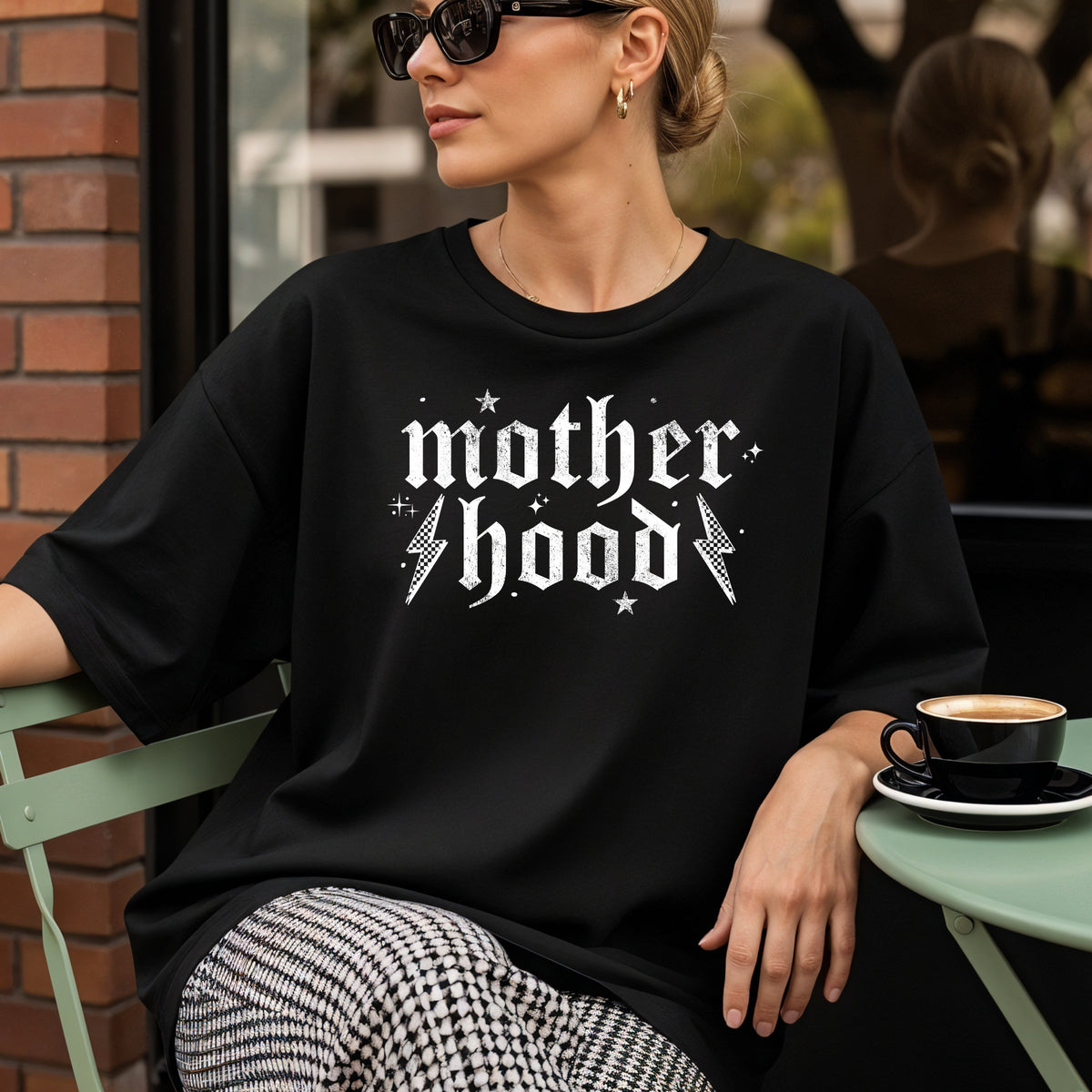 Motherhood Printed Tshirt- Funny Mom Shirts, Stylish Mom Tees, Gift for New Mom Shirt - Unisex Comfort Colors Garment-Dyed Heavyweight T-Shirt