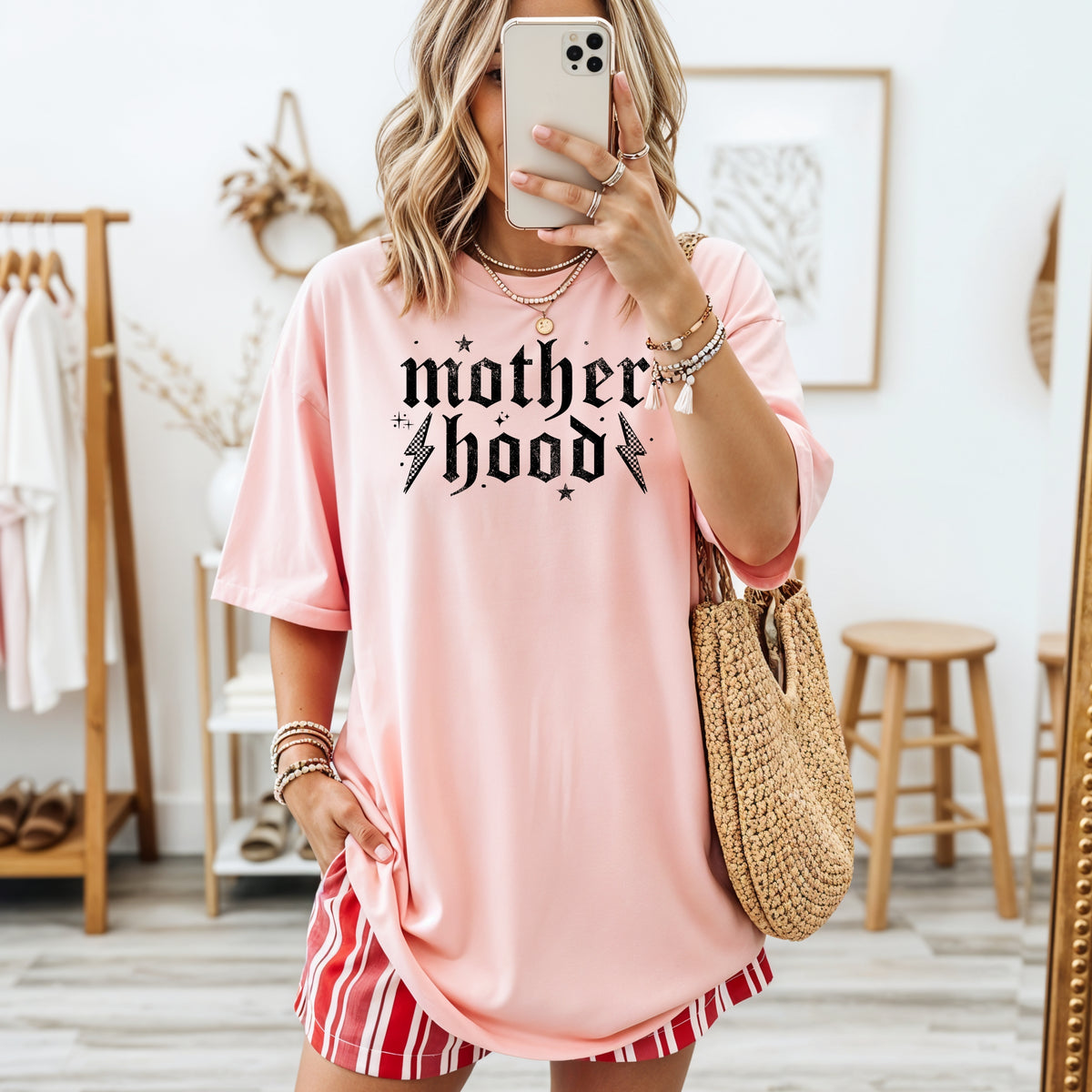 Motherhood Printed Tshirt- Funny Mom Shirts, Stylish Mom Tees, Gift for New Mom Shirt - Unisex Comfort Colors Garment-Dyed Heavyweight T-Shirt