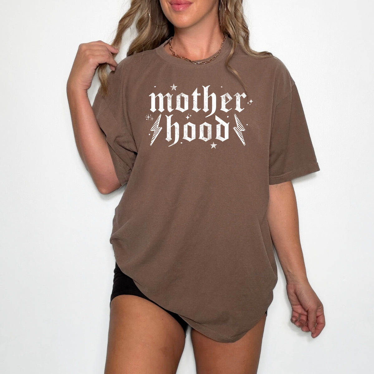 Motherhood Printed Tshirt- Funny Mom Shirts, Stylish Mom Tees, Gift for New Mom Shirt - Unisex Comfort Colors Garment-Dyed Heavyweight T-Shirt