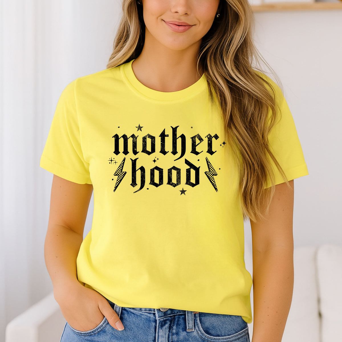 Motherhood Printed Tshirt- Funny Mom Shirts, Stylish Mom Tees, Gift for New Mom Shirt - Softstyle 100% Cotton T-Shirt – Comfy Unisex Fit, Premium Quality Tee
