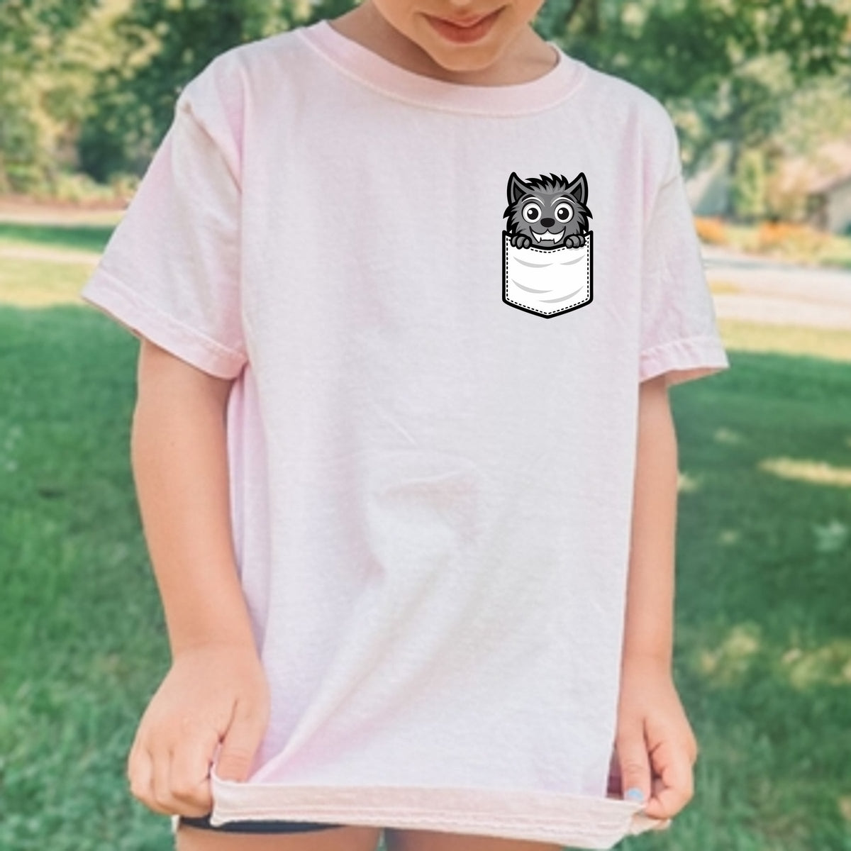 Halloween Werewolf Pocket Print Printed Comfort Colors T-Shirt 