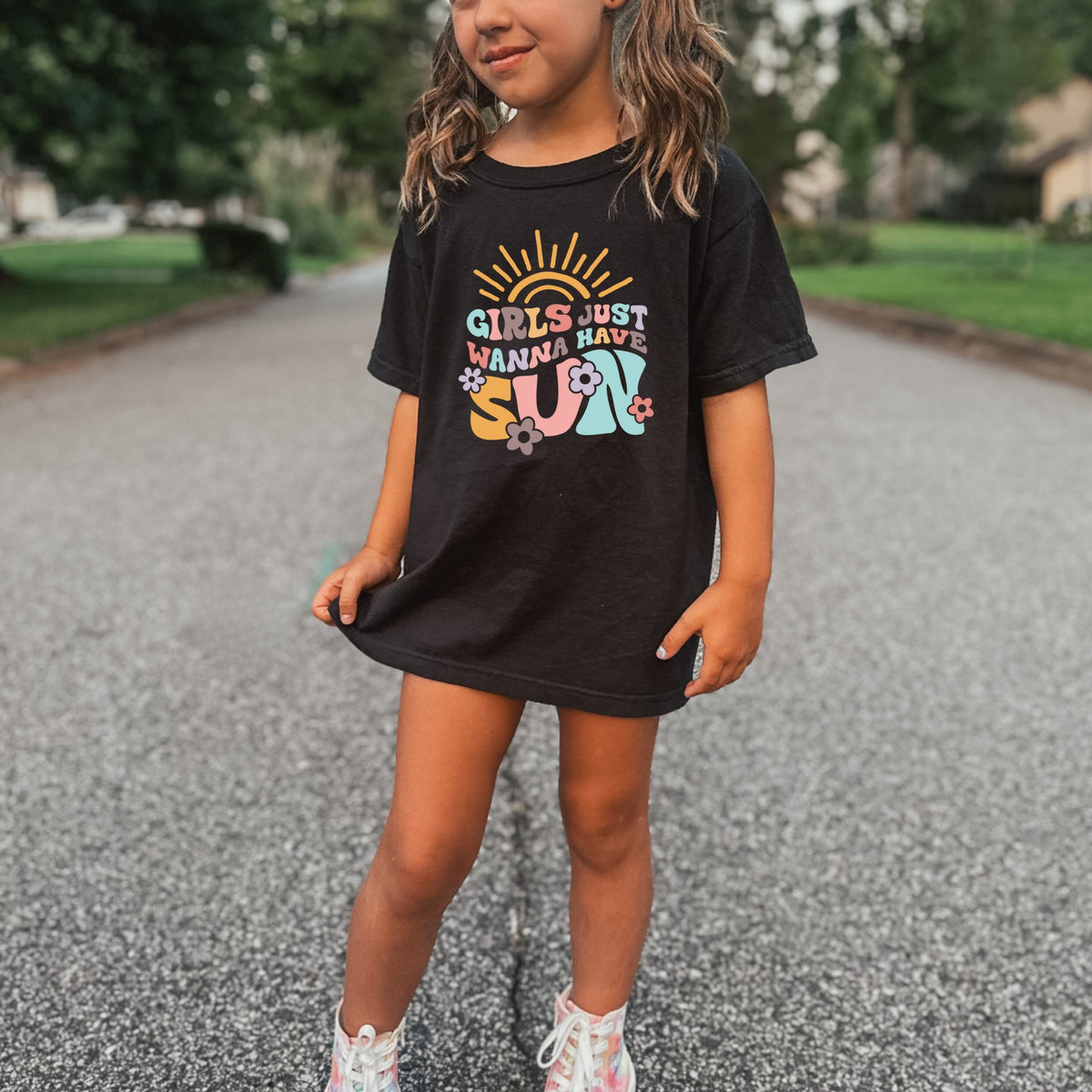 Girls Just Wanna Have Sun Kids - Youth Comfort Colors T-Shirt