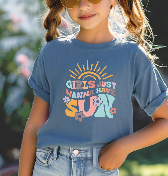 Girls Just Wanna Have Sun Kids - Youth Comfort Colors T-Shirt