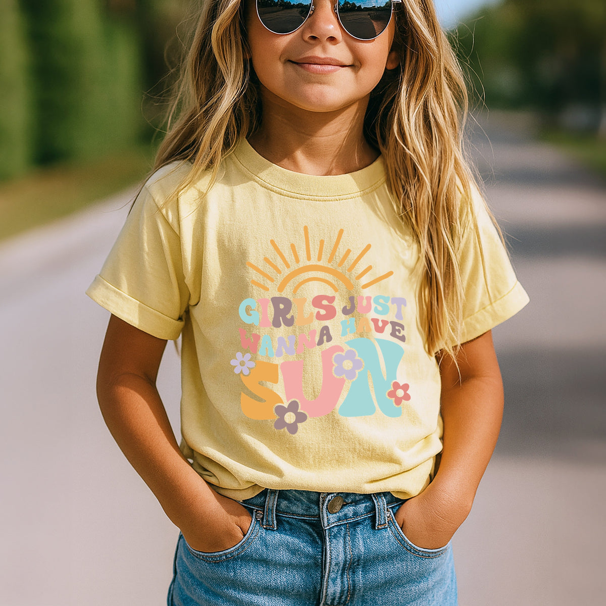 Girls Just Wanna Have Sun Kids - Youth Comfort Colors T-Shirt