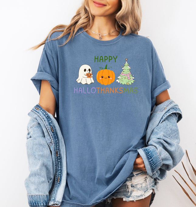 Imperial The Label Happy HalloThanksMas Printed Comfort Colors T-Shirt 