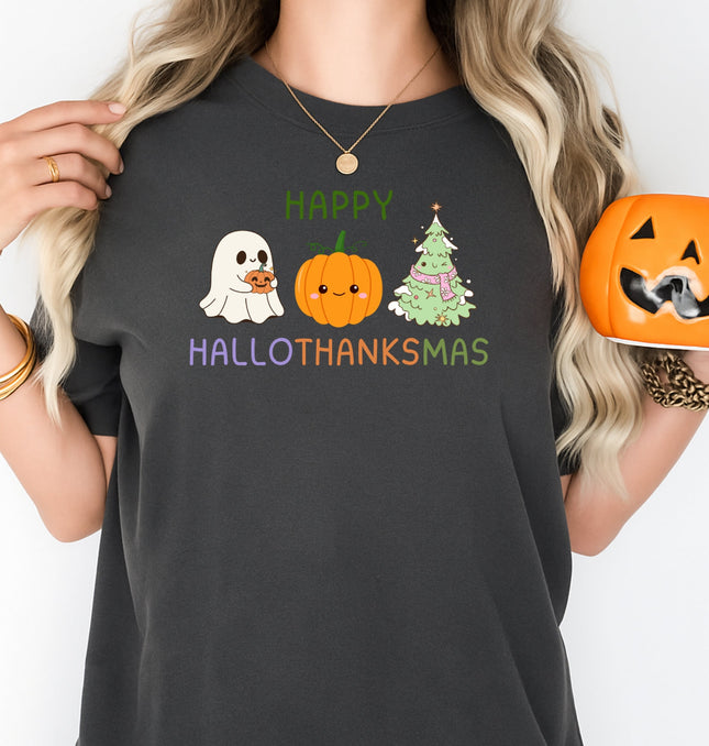 Imperial The Label Happy HalloThanksMas Printed Comfort Colors T-Shirt 