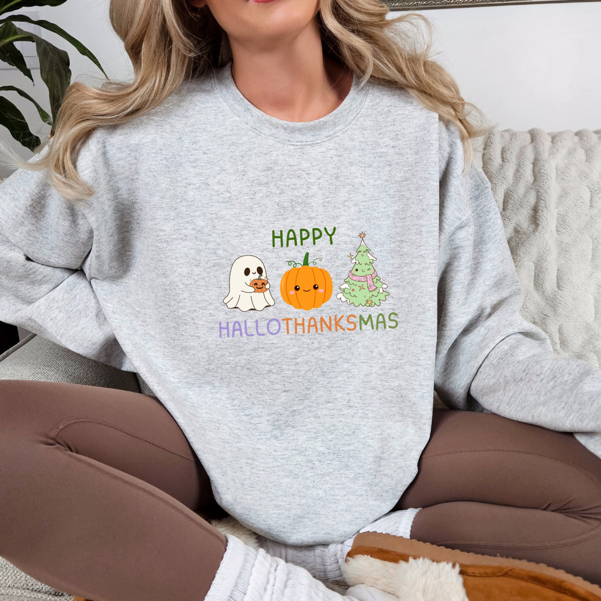 Happy HalloThanksMas - Adult Crewneck Sweatshirt