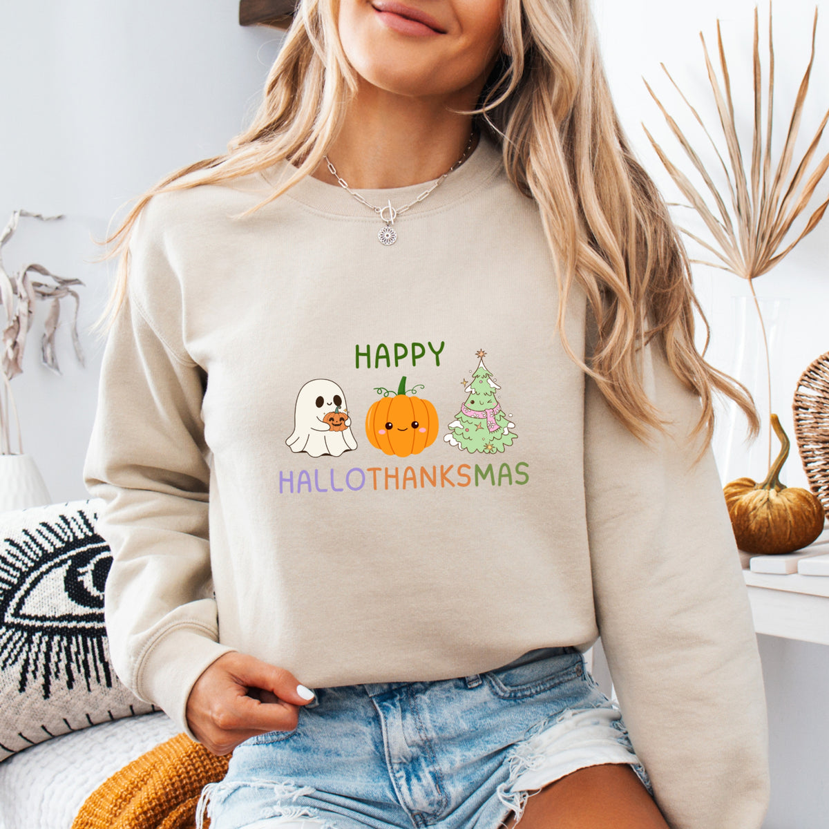 Happy HalloThanksMas - Adult Crewneck Sweatshirt