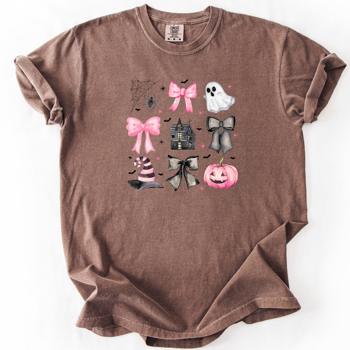 Imperial The Label Spooky Bows Pumpkins and Witch Vibes Printed Comfort Colors T-Shirt 
