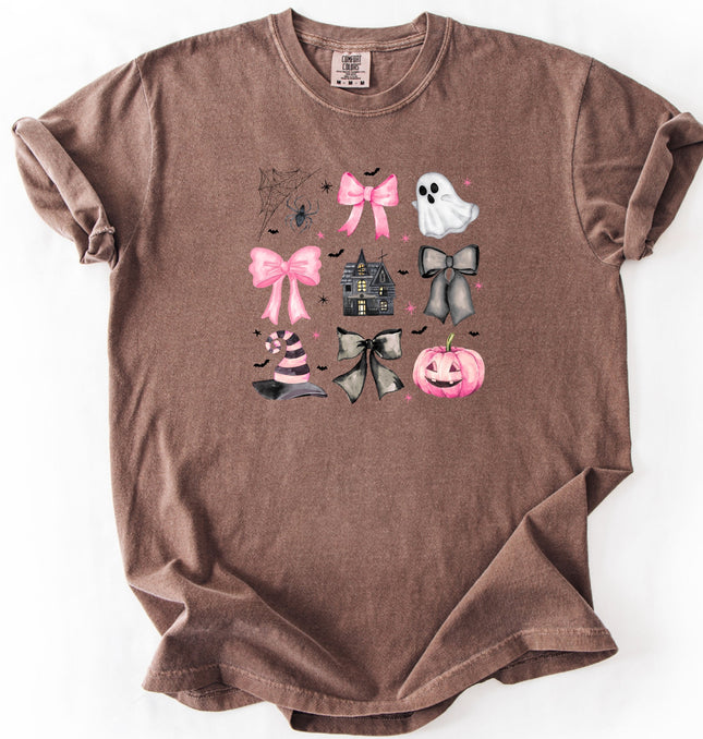 Imperial The Label Spooky Bows Pumpkins and Witch Vibes Printed Comfort Colors T-Shirt 