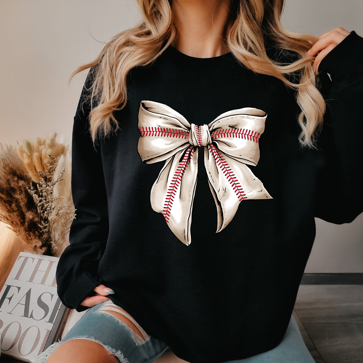 Coquette Baseball Bow - Adult Crewneck Sweatshirt