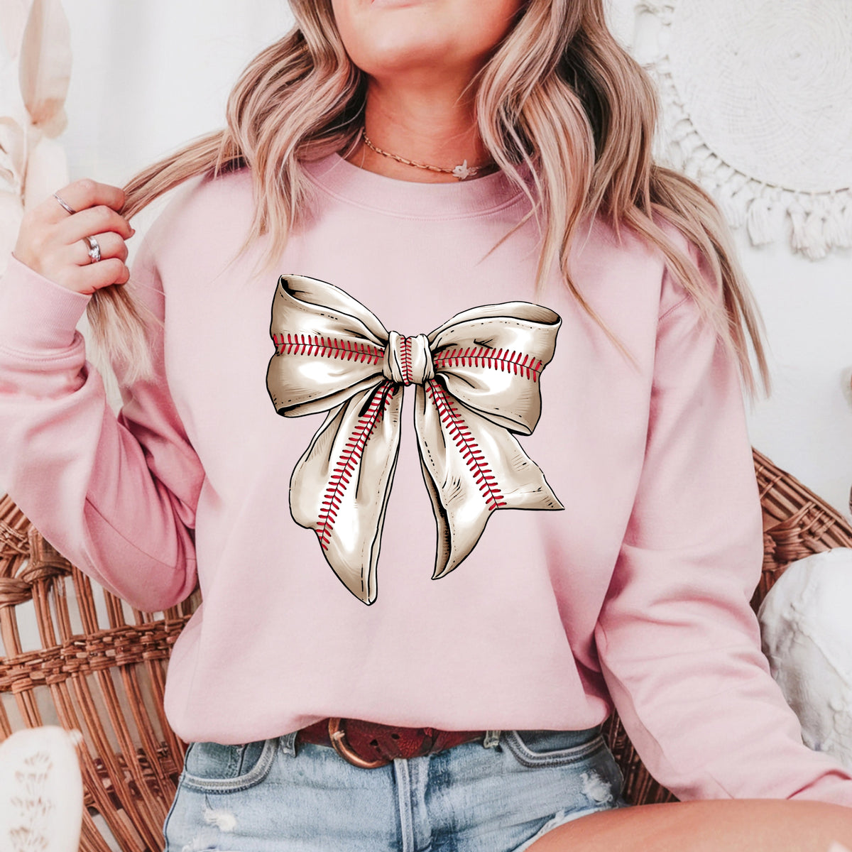 Coquette Baseball Bow - Adult Crewneck Sweatshirt
