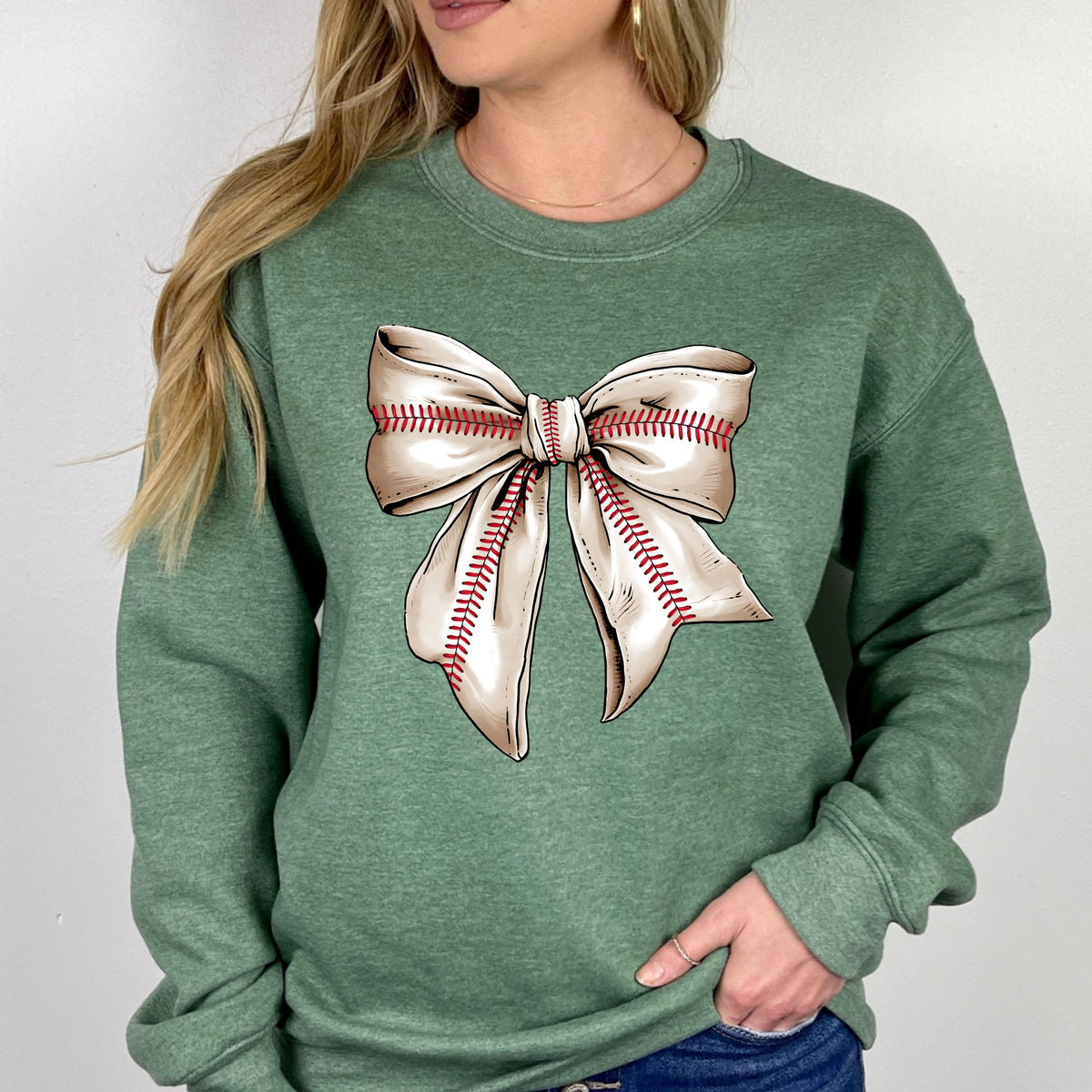 Coquette Baseball Bow - Adult Crewneck Sweatshirt