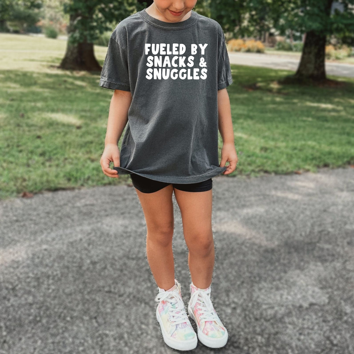Fueled By Snacks and Snuggles Kids - Youth Comfort Colors T-Shirt