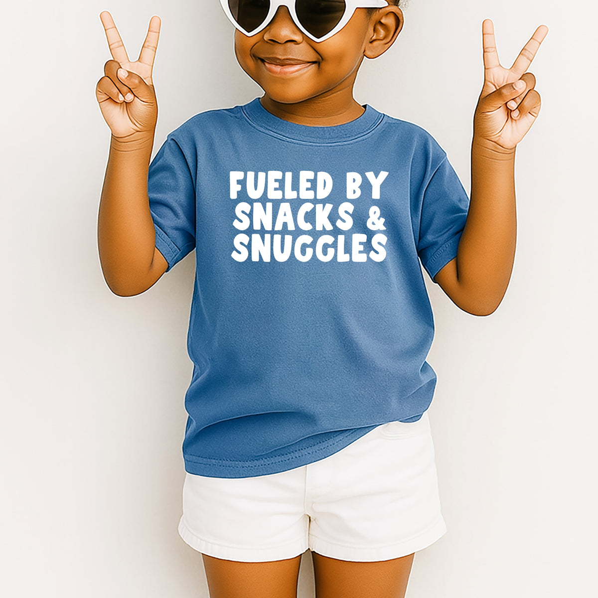Fueled By Snacks Snuggles – Cute Kid's Tee for Everyday Wear, Playful Toddler Shirt, Trendy Outfit for Little Ones - Youth Comfort Colors Garment-Dyed Heavyweight T-Shirt