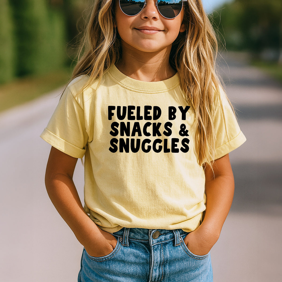 Fueled By Snacks and Snuggles Kids - Youth Comfort Colors T-Shirt