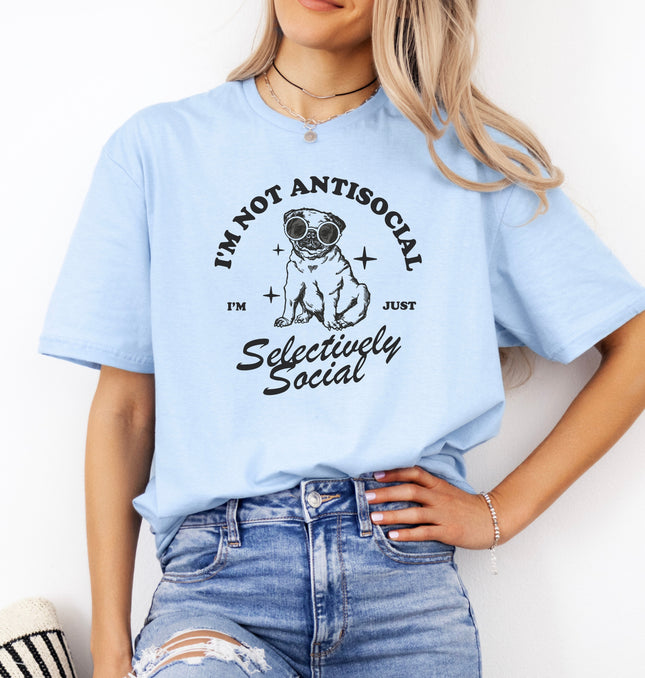 I'm Not Anti-Social I'm Just Selectively Social Shirt – Minimalist Sarcastic Tee, Introvert-core, Gen Z Mood Shirt - Softstyle 100% Cotton T-Shirt – Comfy Unisex Fit, Premium Quality Tee