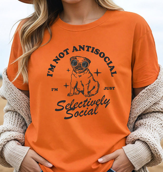 I'm Not Anti-Social I'm Just Selectively Social Shirt – Minimalist Sarcastic Tee, Introvert-core, Gen Z Mood Shirt - Softstyle 100% Cotton T-Shirt – Comfy Unisex Fit, Premium Quality Tee