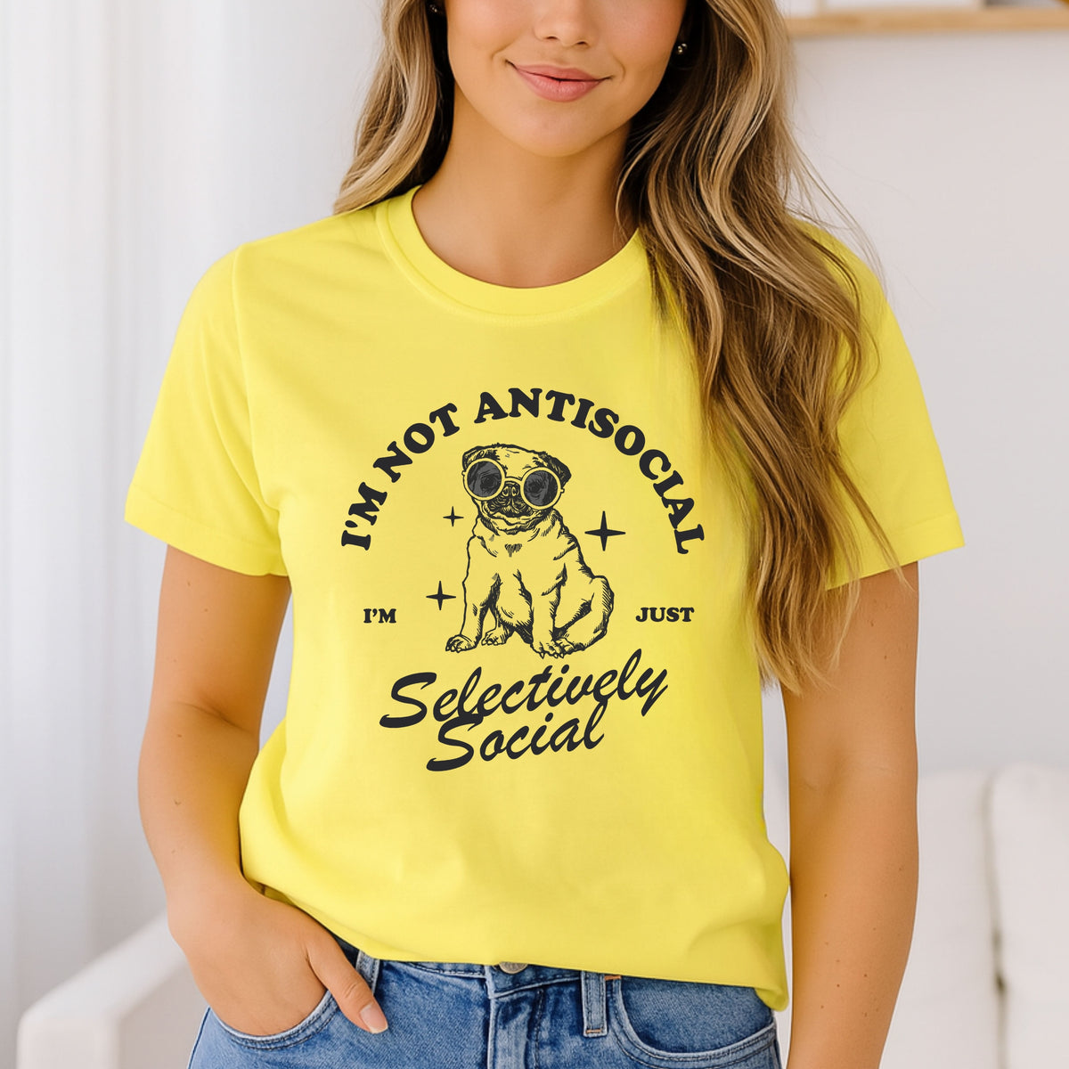 I'm Not Anti-Social I'm Just Selectively Social Shirt – Minimalist Sarcastic Tee, Introvert-core, Gen Z Mood Shirt - Softstyle 100% Cotton T-Shirt – Comfy Unisex Fit, Premium Quality Tee