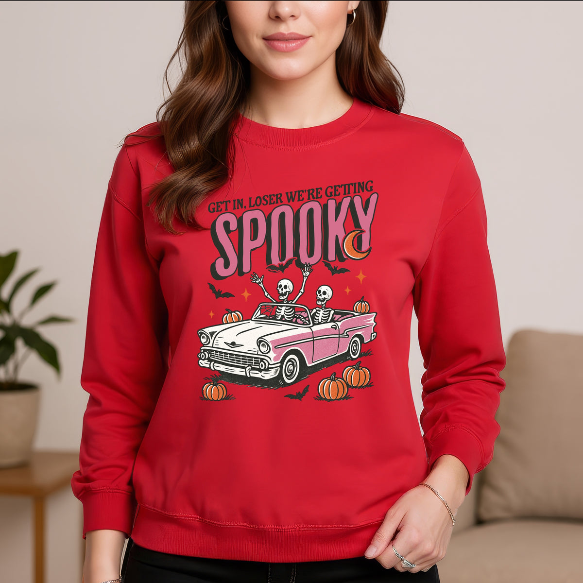 Get In Loser We're Getting Spooky - Adult Crewneck Sweatshirt