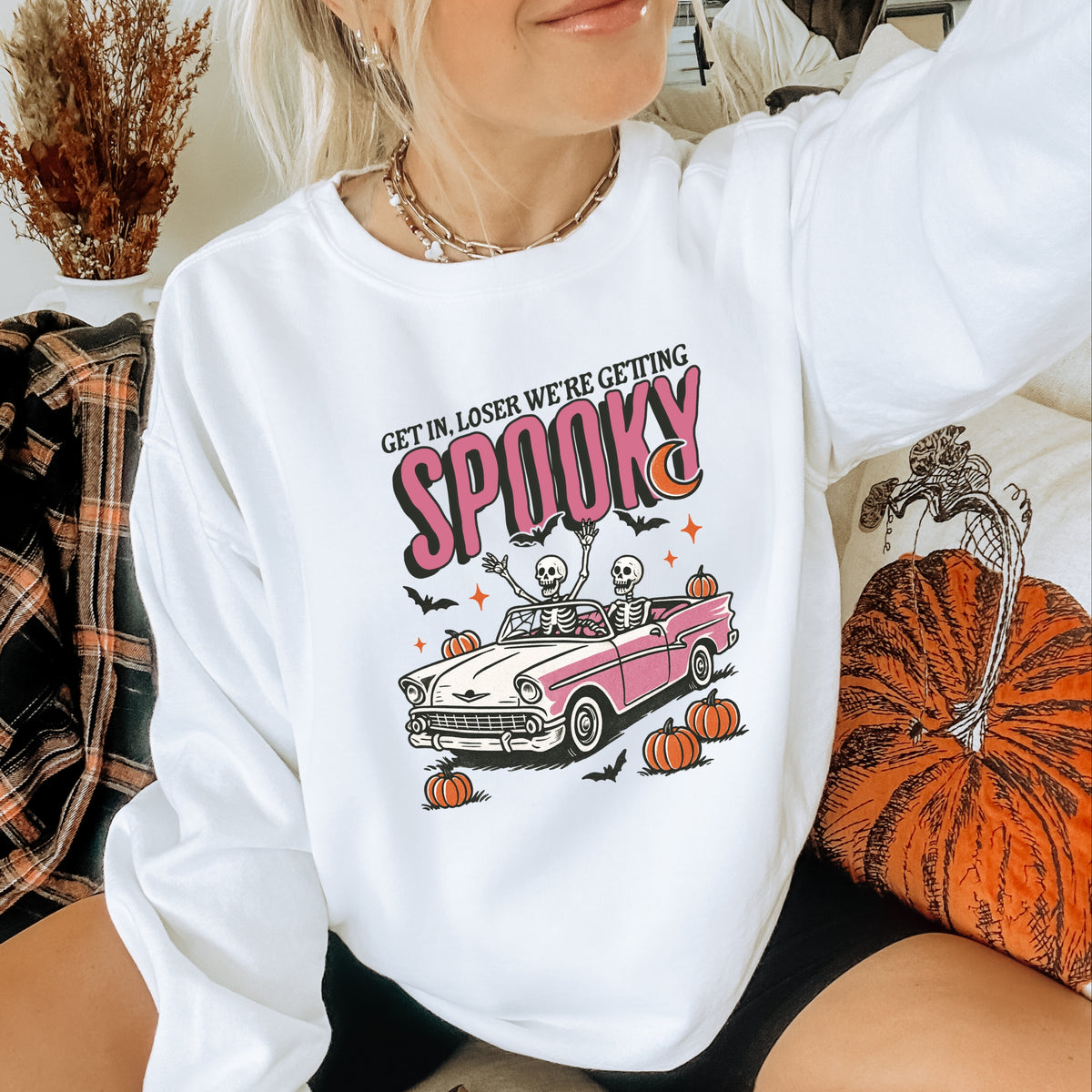 Get In Loser We're Getting Spooky - Adult Crewneck Sweatshirt