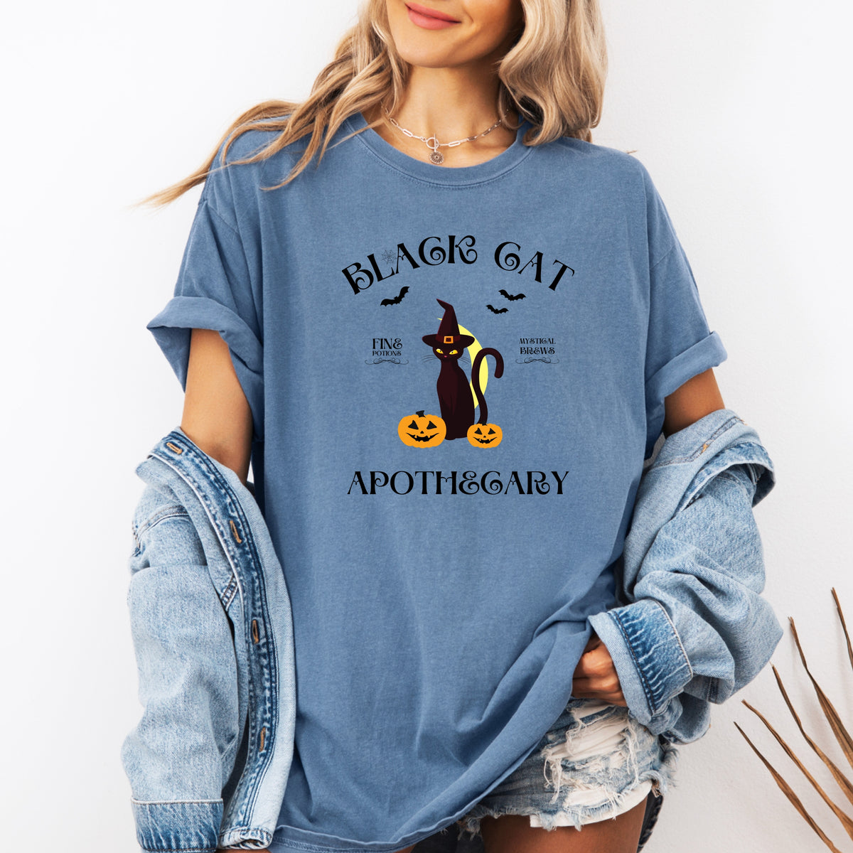 Black Cat Apothecary Halloween - Adult Comfort Colors T-Shirt