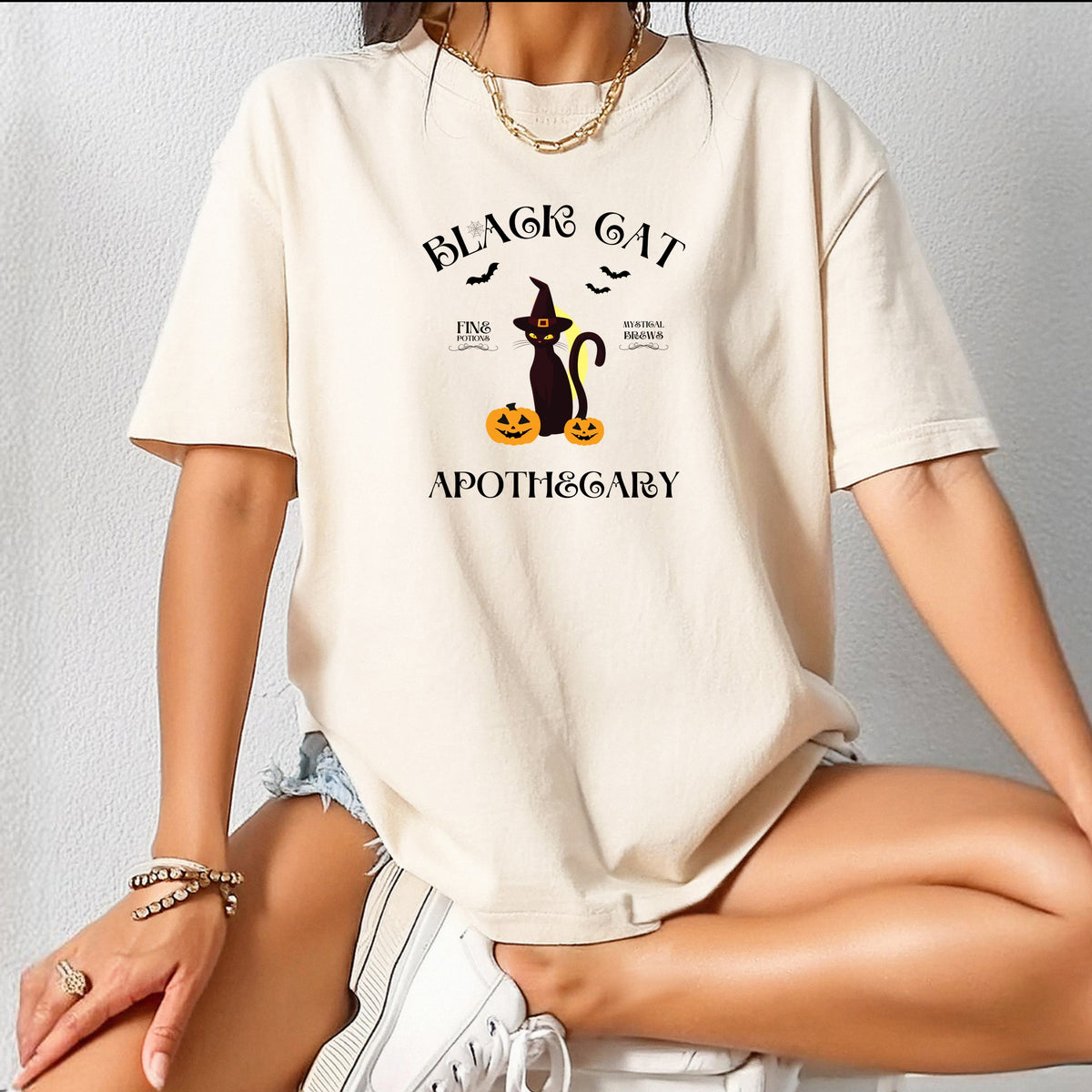Black Cat Apothecary Halloween - Adult Comfort Colors T-Shirt