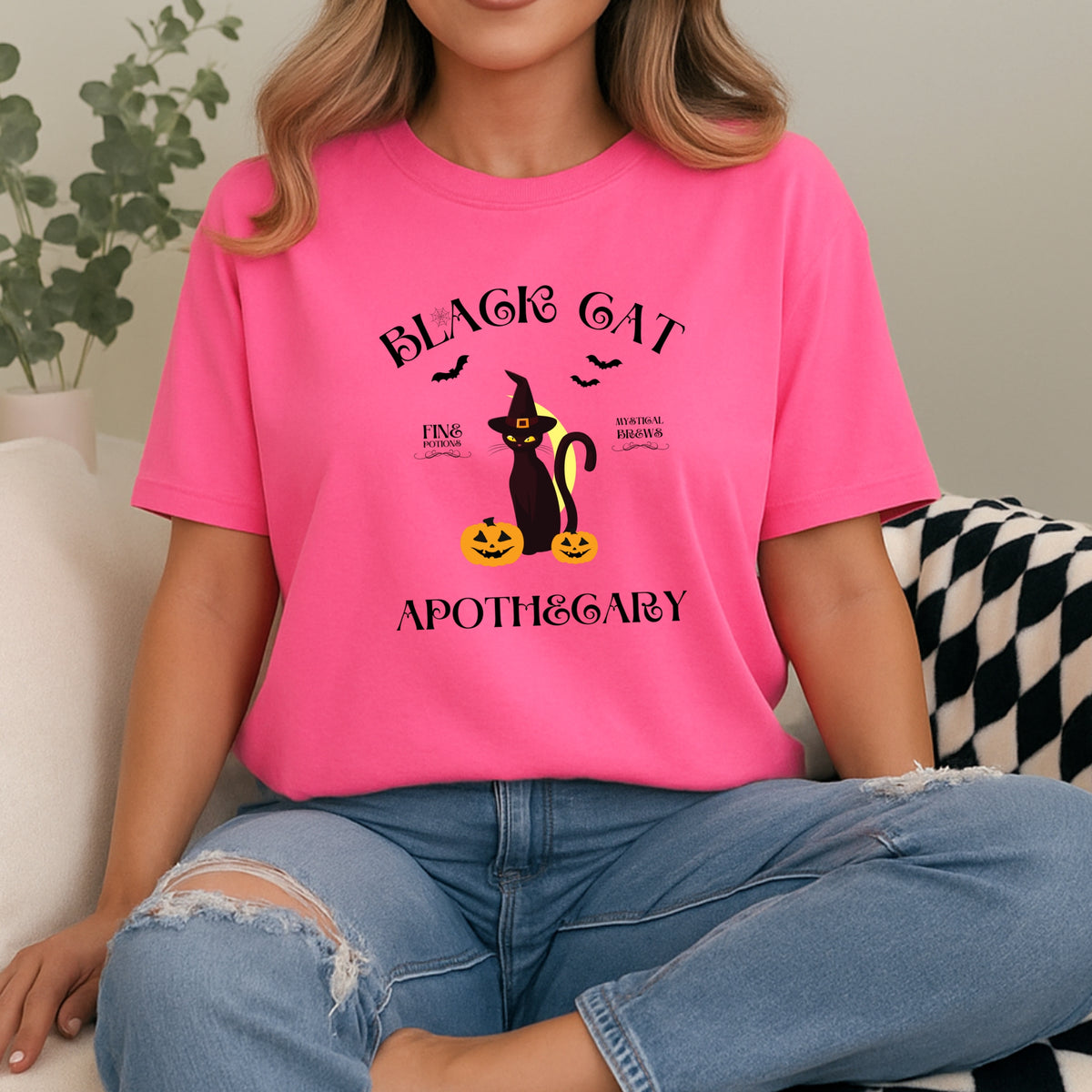Black Cat Apothecary Halloween - Adult Comfort Colors T-Shirt