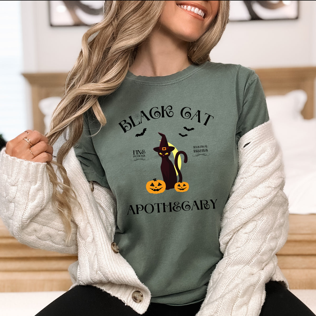 Black Cat Apothecary Halloween - Adult Comfort Colors T-Shirt